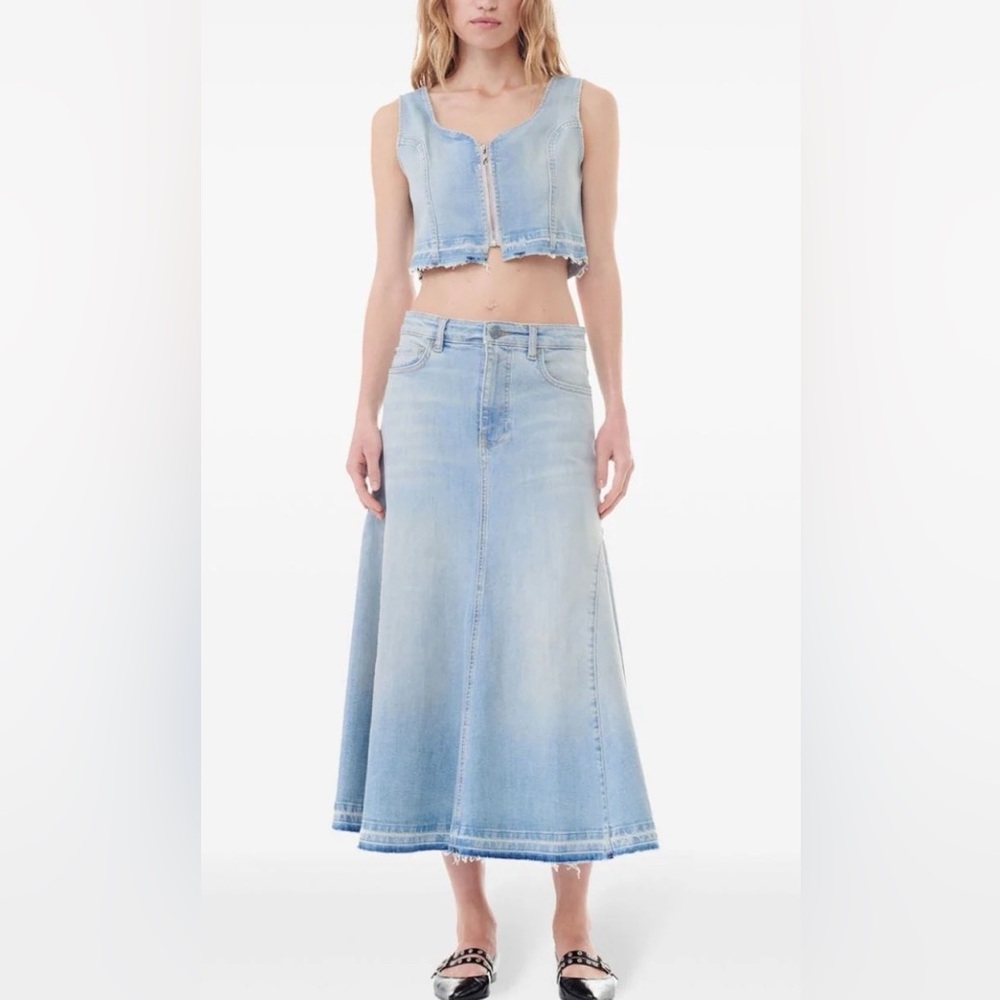 Ganni Organic Cotton Denim Skirt Size 38 NWT - C11-607